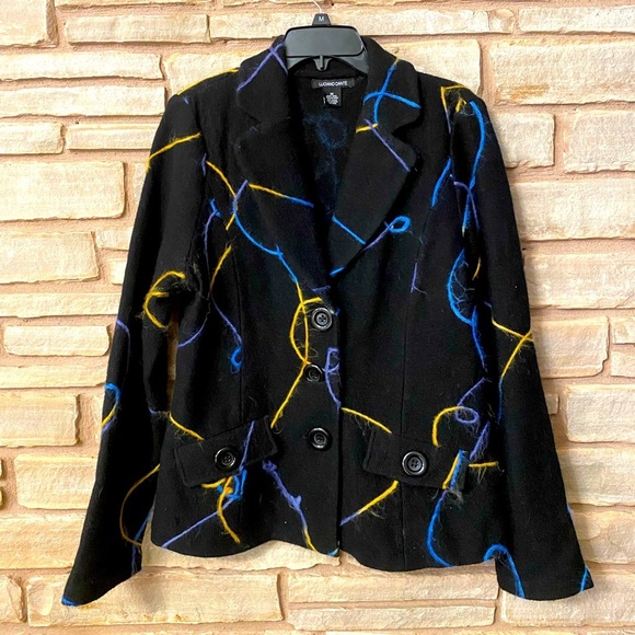 Luciano Dante Jacket Womens Size M Black with Yarn detail 100% Wool Coat black - Picture 1 of 10
